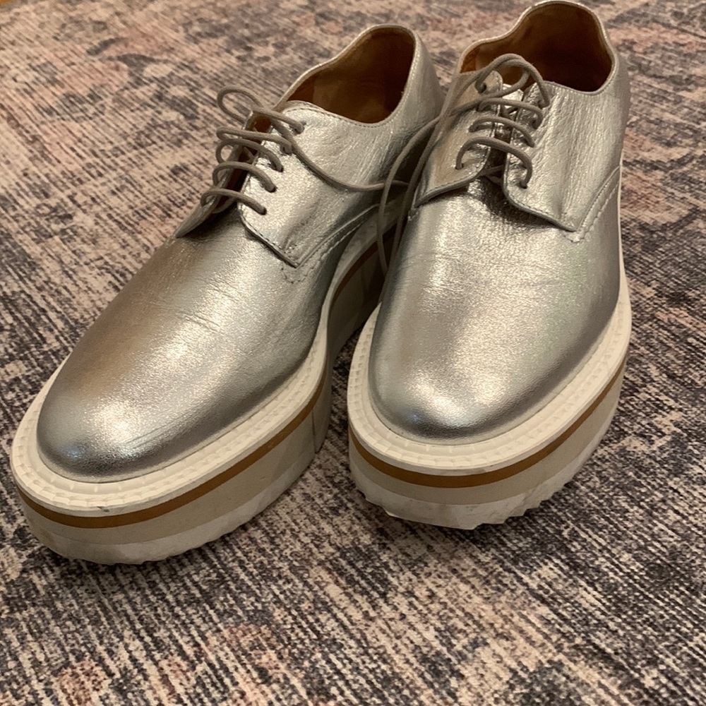 Clergerie Paris lace up silver platform shoes